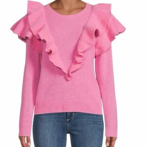 Filoro Ruffle Overlay Cashmere Sweater Size S